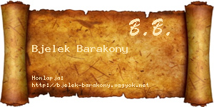 Bjelek Barakony névjegykártya